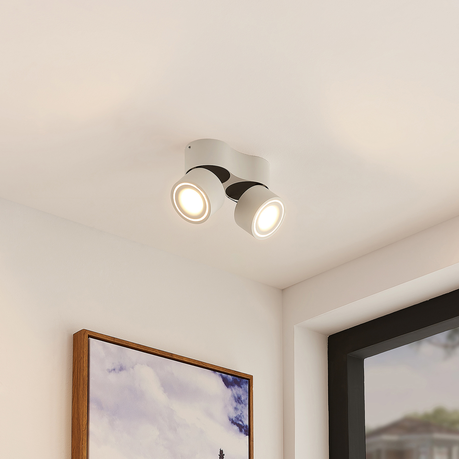 Arcchio Downlight LED Rotari, 2 luces, blanco