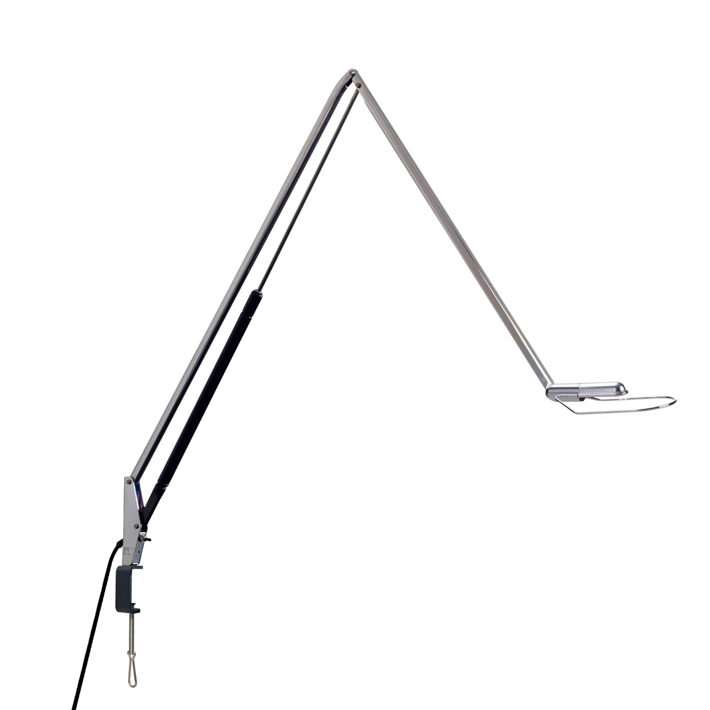 Belux Lifto, lámpara de sobremesa LED con pinza para mesa cromo/negro