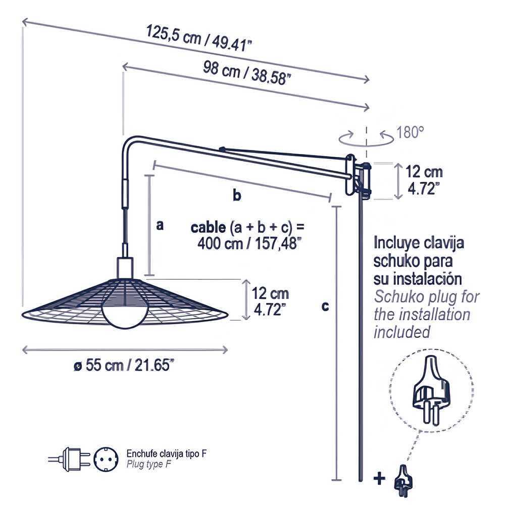 Bover Nans 55 A/98 Outdoor – Aplique de pared — imagen 6