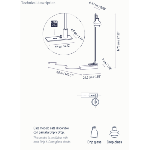 Bover Drip/Drop M/70 – Lámpara de sobremesa — imagen 4