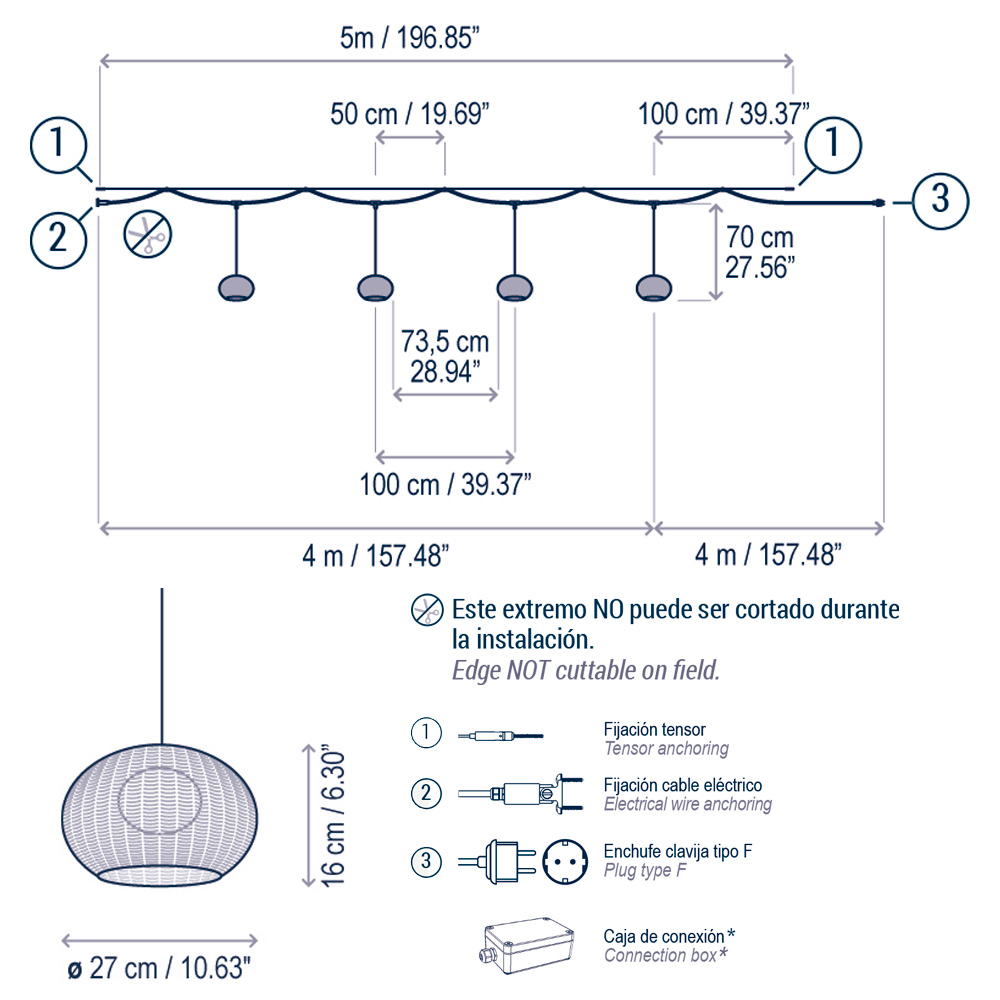 Bover Garota Catenary S/27/4L – Lámpara suspensión — imagen 8