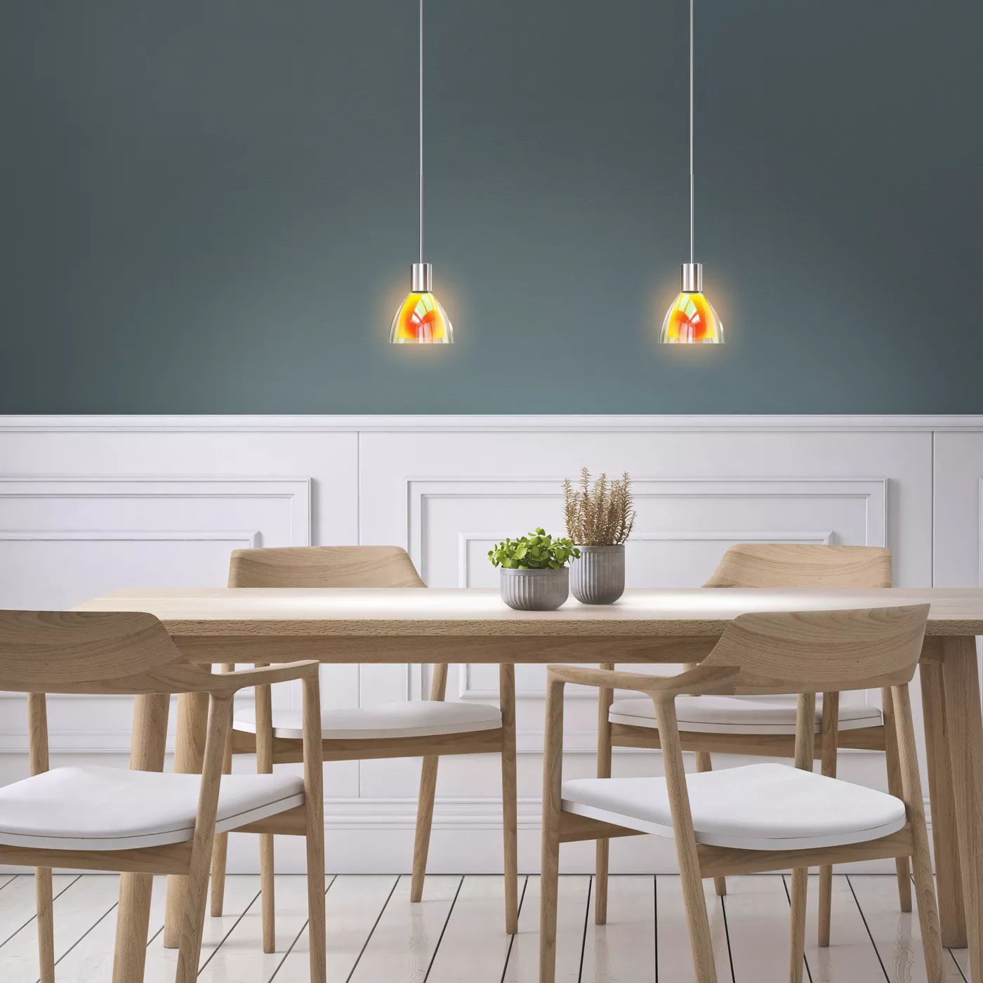 Bruck Silva, para Maximum System - ø11 cm cromo mate/vidrio amarillo/naranja – Lámpara de suspensión led — imagen 4