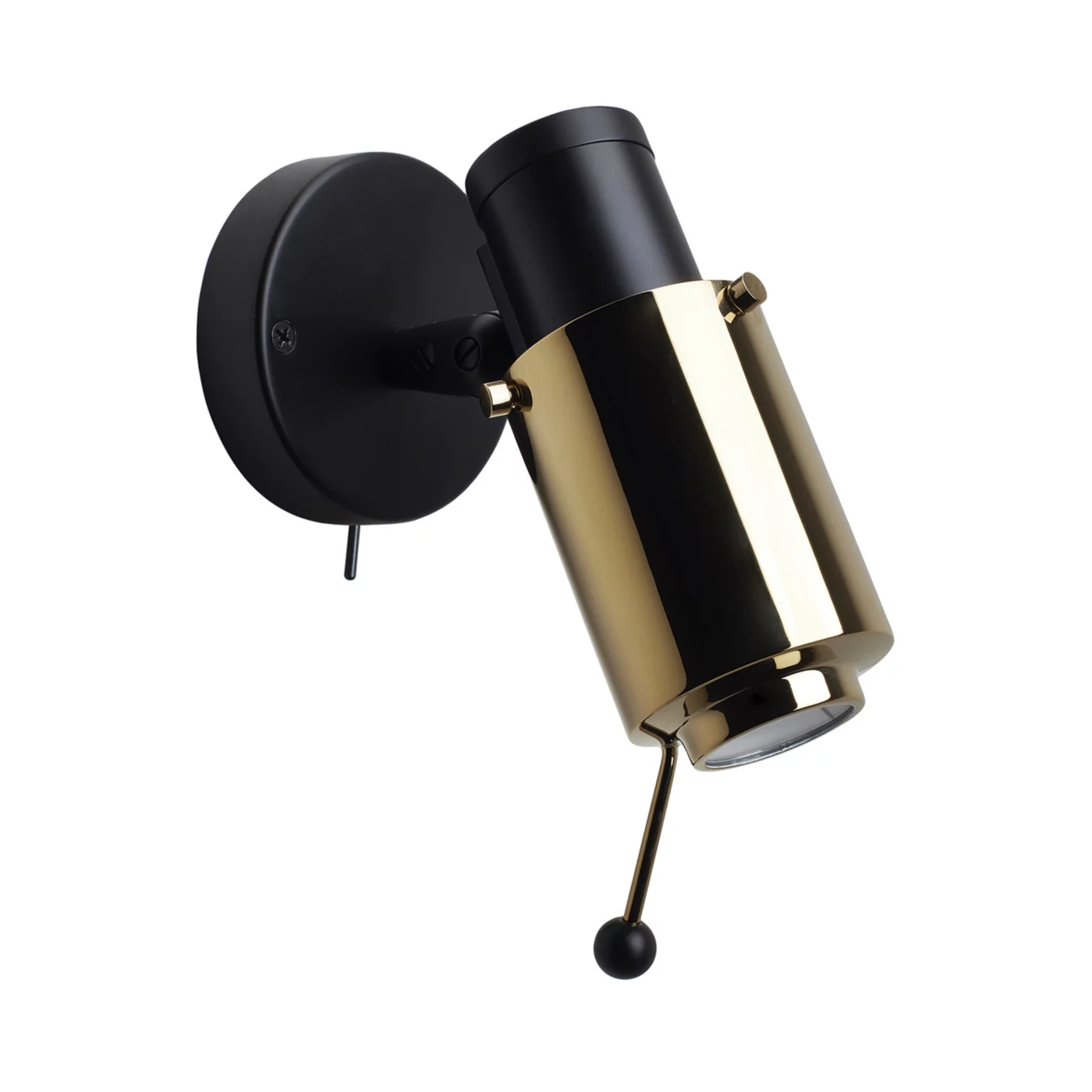 DCW Biny Spot LED negro/dorado - con asa - con interruptor
