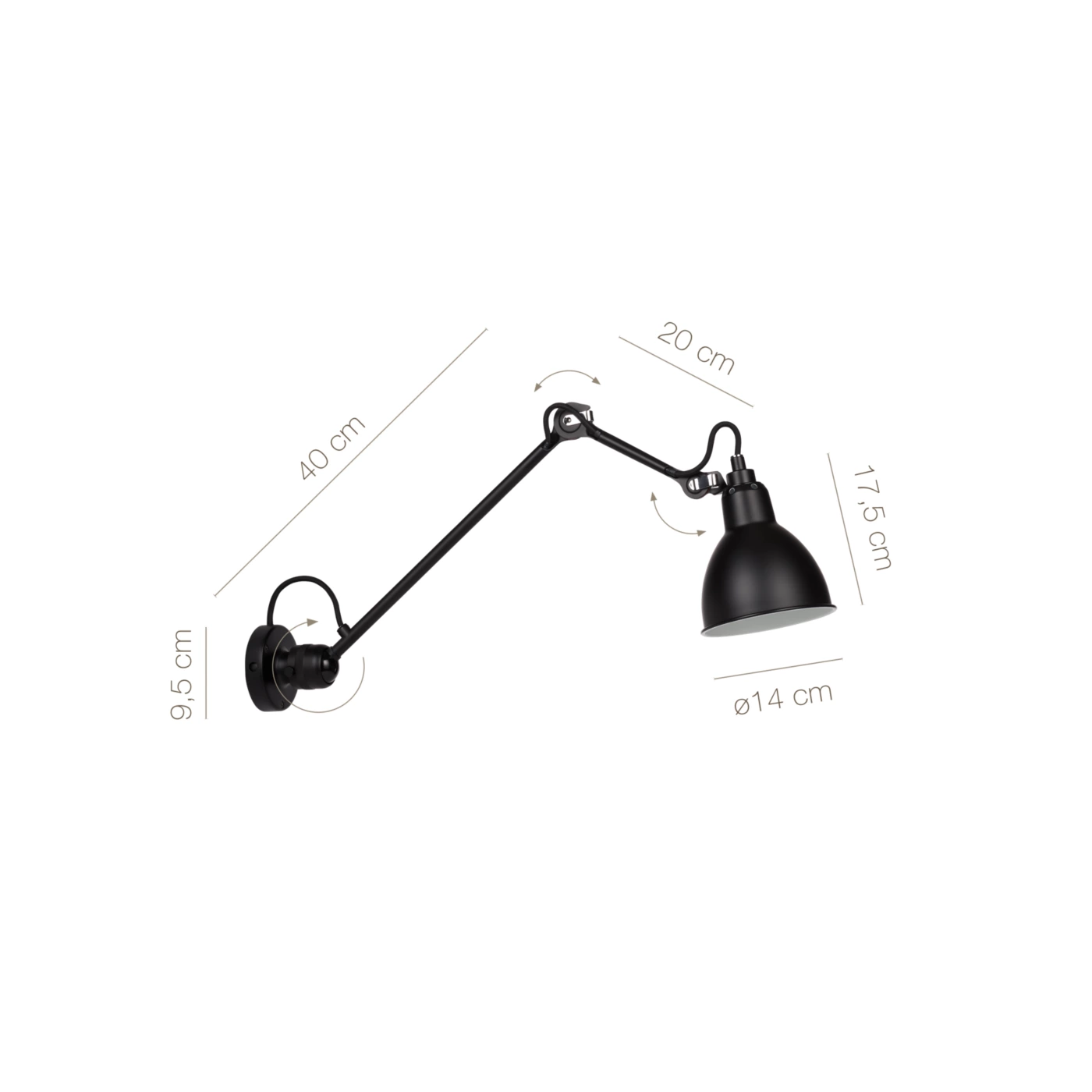 DCWéditions Dcw Lampe Gras No 304 L 40, negra – Lámpara de pared — imagen 3