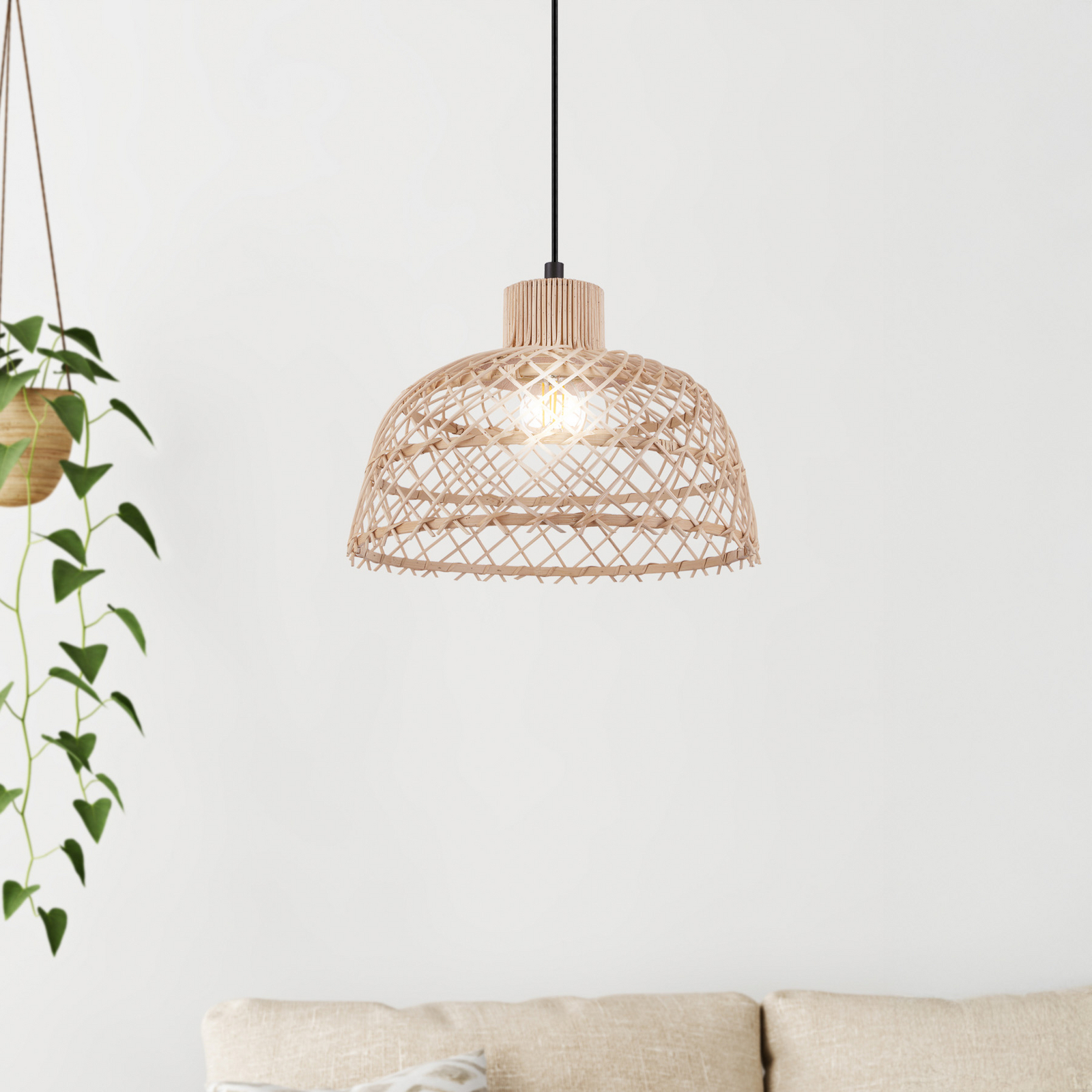 EGLO Ausnby de madera – Lámpara colgante