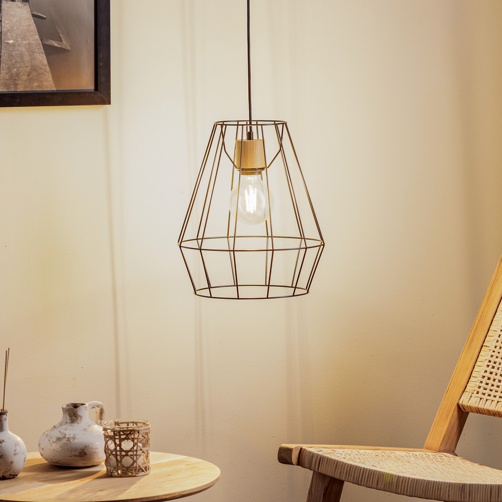Envostar Finan lámpara colgante de 1 luz con dosel negro