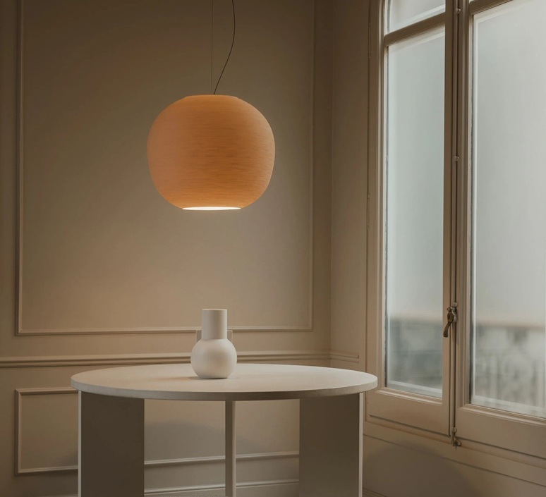 Lámpara colgante, Tierra 500, natural, Ø50cm, H42,6cm - Faro