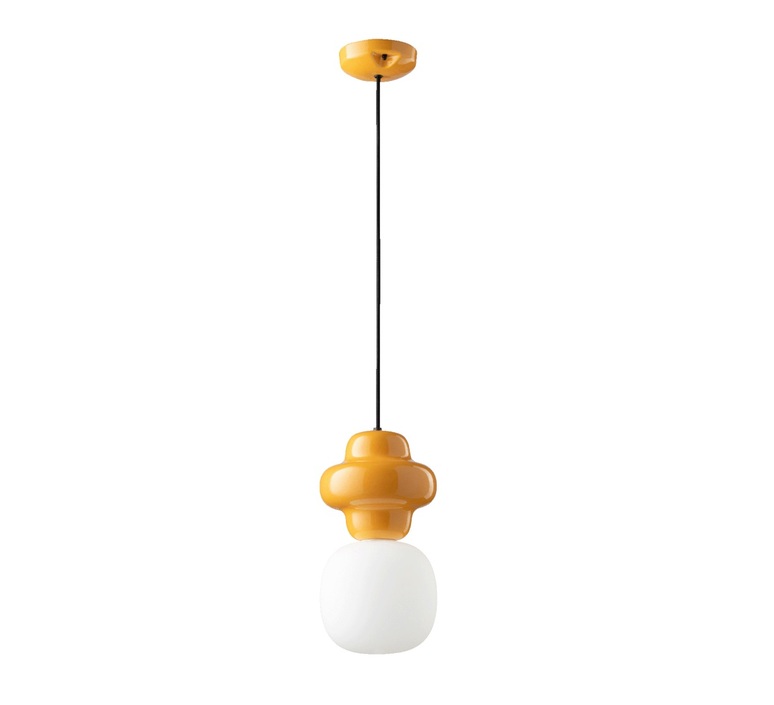 Ferroluce Copacabana, amarillo, Ø17cm, H32cm – Lámpara colgante — imagen 4
