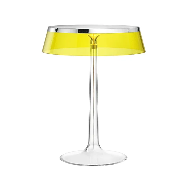 Bon Jour Lámpara de Mesa Cuerpo de cromo/Pantalla Amarilla