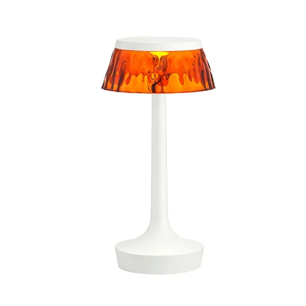 Bon Jour Unplugged Lámpara de Mesa Cuerpo blanco/Pantalla Ámbar