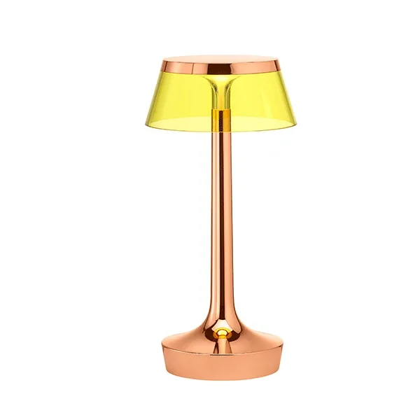 Bon Jour Unplugged Lámpara de Mesa Cuerpo de cobre/Pantalla Amarilla