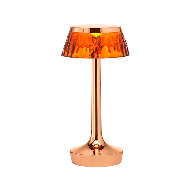 Bon Jour Unplugged Lámpara de Mesa Cuerpo de cobre/Pantalla Ámbar