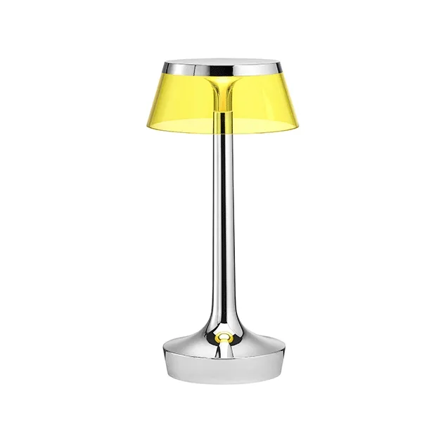 Bon Jour Unplugged Lámpara de Mesa Cuerpo de cromo/Pantalla Amarilla