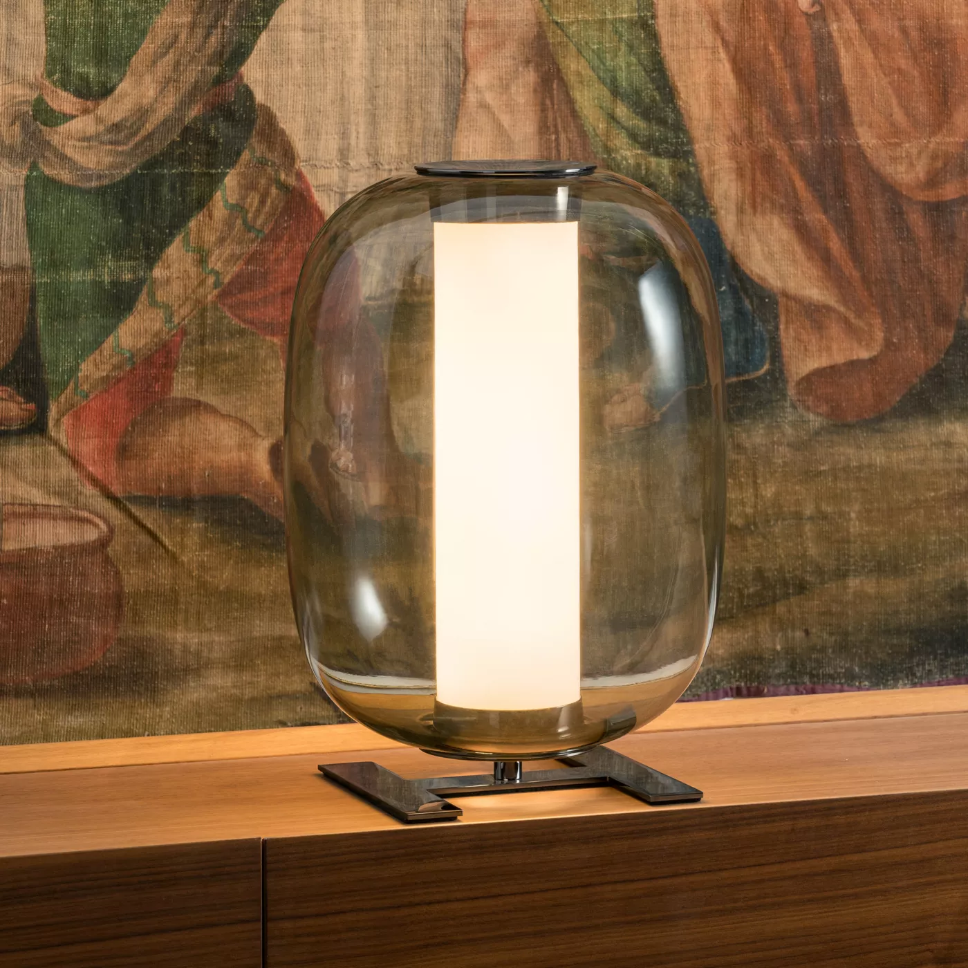 Fontana Arte Meridiano, negro/vidrio ahumado – Lámpara de sobremesa led — imagen 3