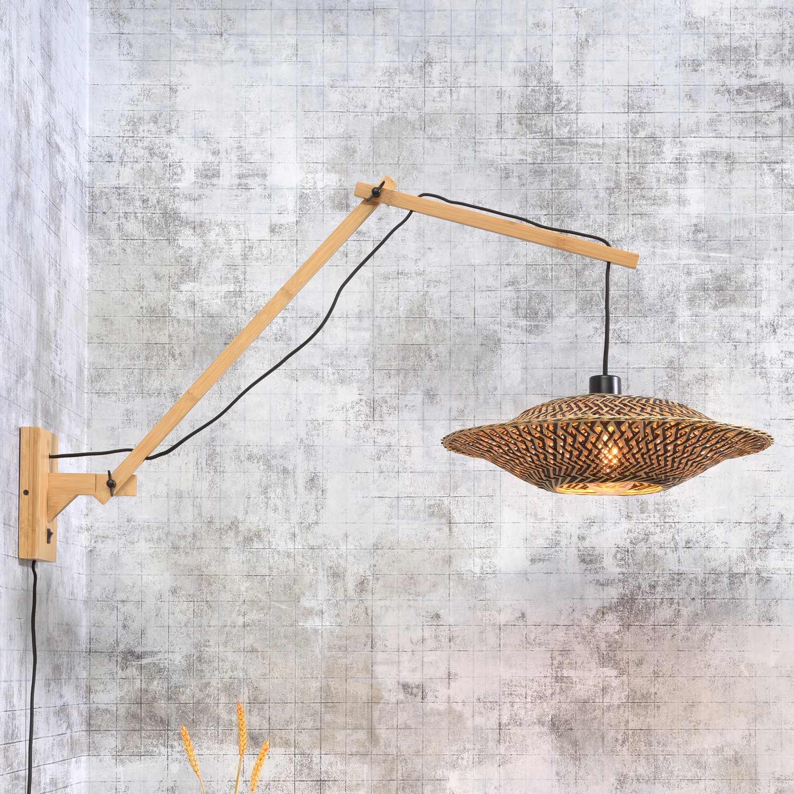 Good & Mojo Bali, 2 brazos, estructura en color natural – Aplique de pared — imagen 2