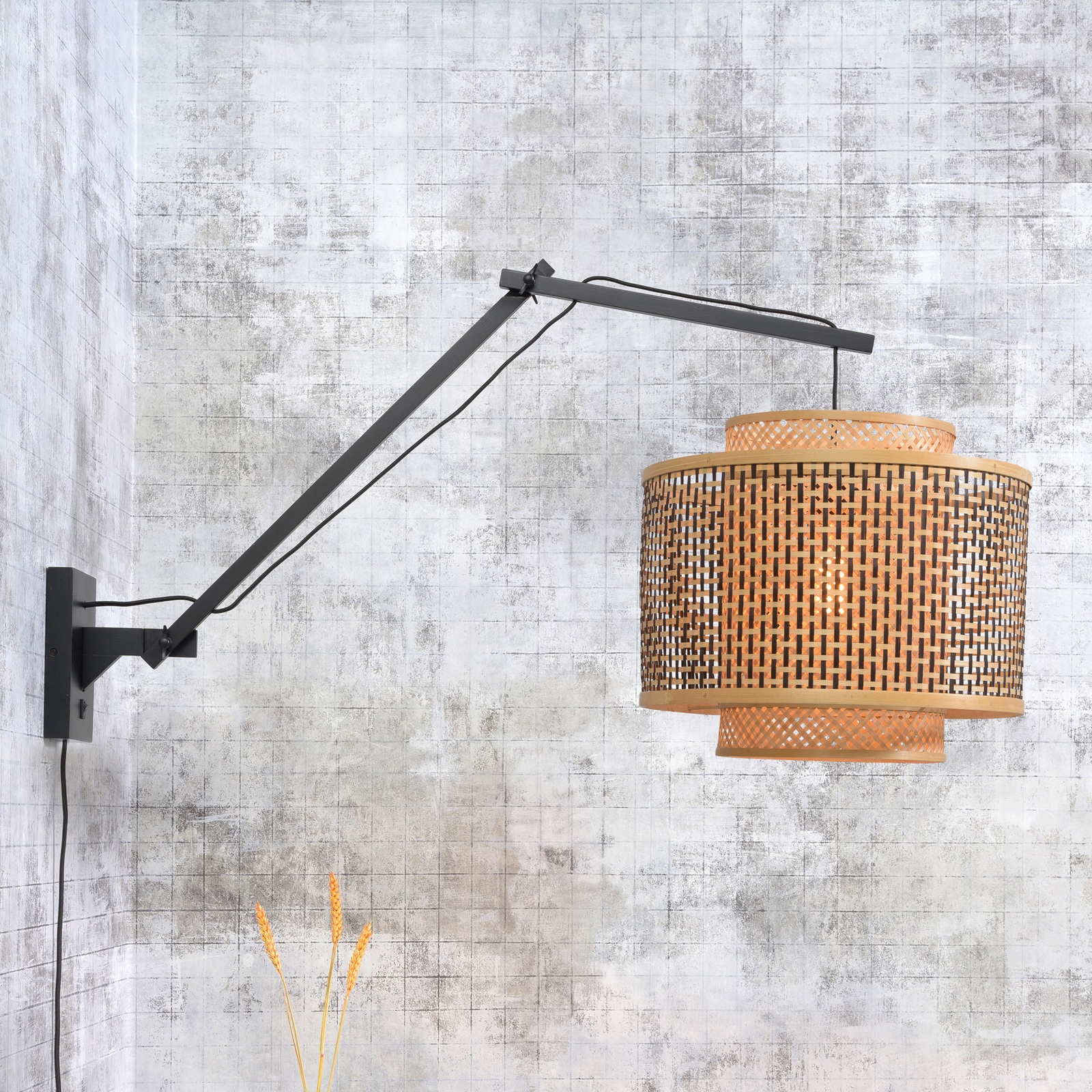 GOOD & MOJO Aplique de pared Bhutan 2 brazos, Ø40cm