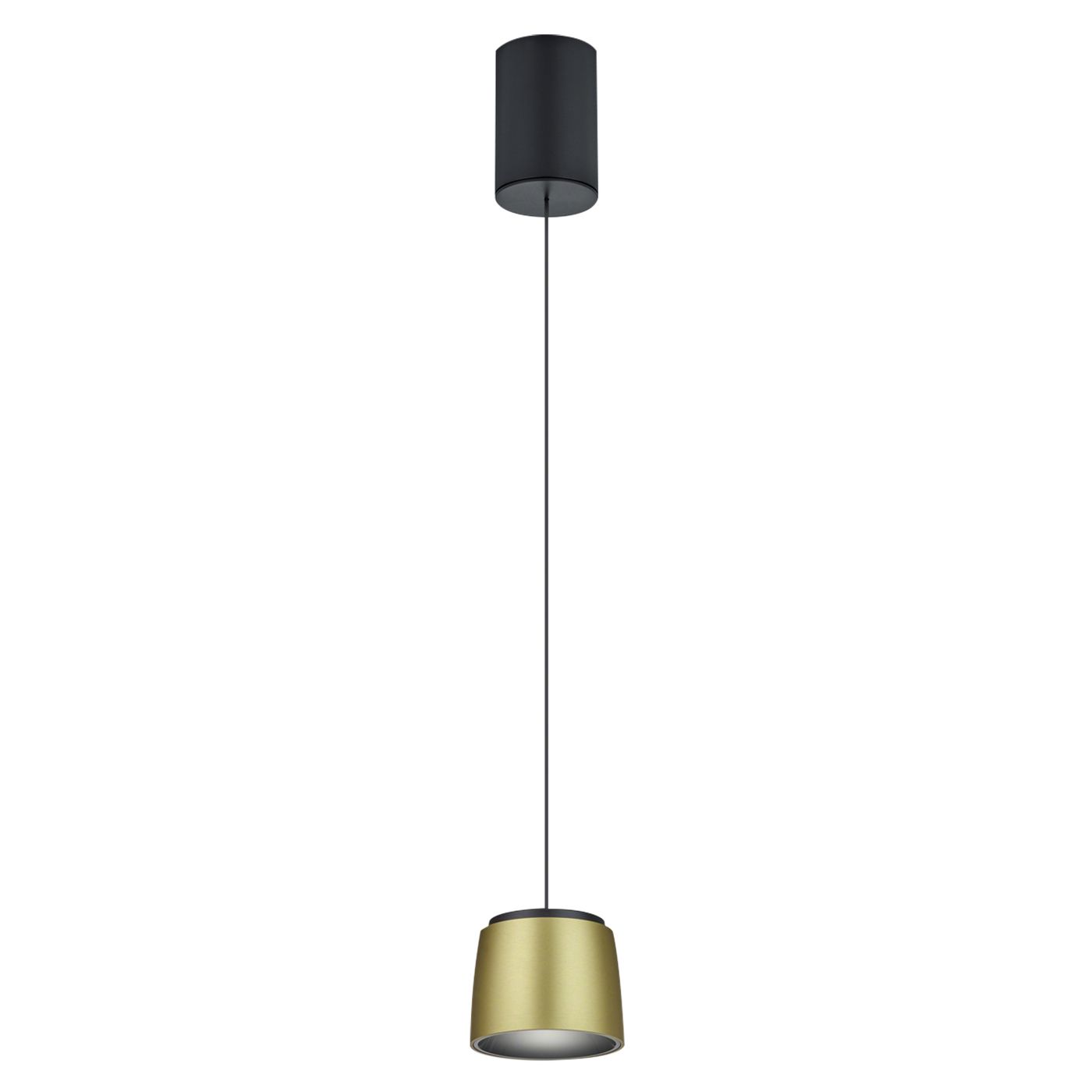 Helestra Ove, lámpara de suspensión LED negro/dorado