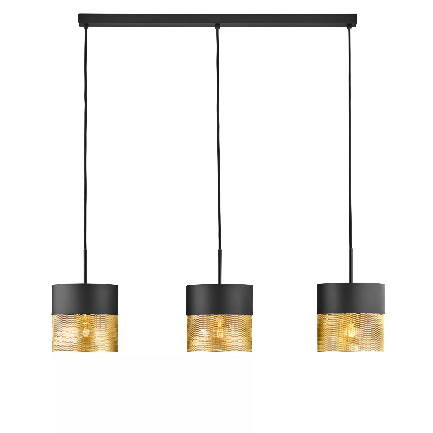 Hell Mesh, lámpara de suspensión 3 focos negro/oro