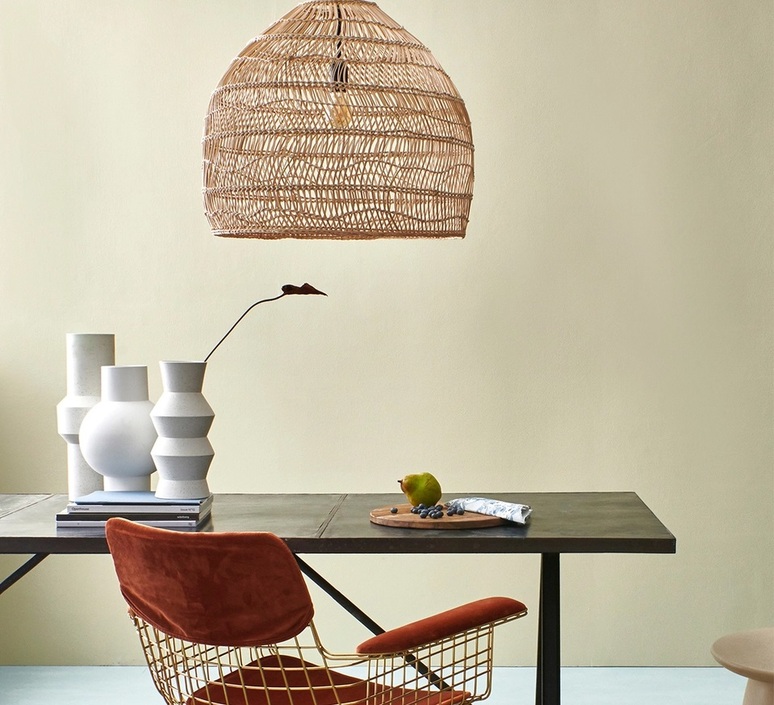 Lámpara colgante, Wicker Medium, natural, Ø60cm, H50cm - HK Living