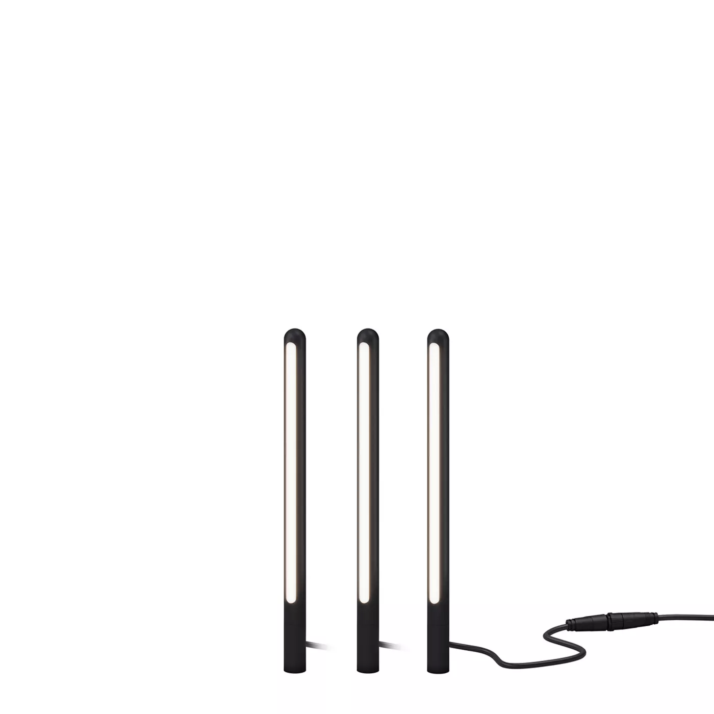 IP44.DE Kal Solar Join, sobremuro LED - set de 3 negro - 30 cm - cable 400 cm