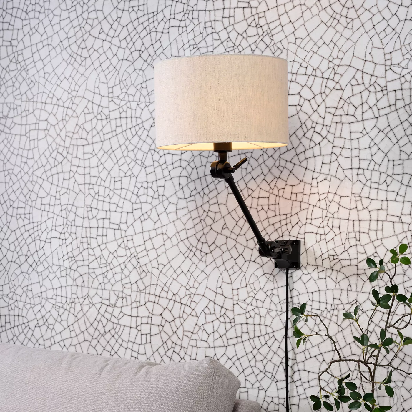 It's about RoMi Amsterdam, pantalla tela lino claro - amplitud 65 cm – Lámpara de pared — imagen 4