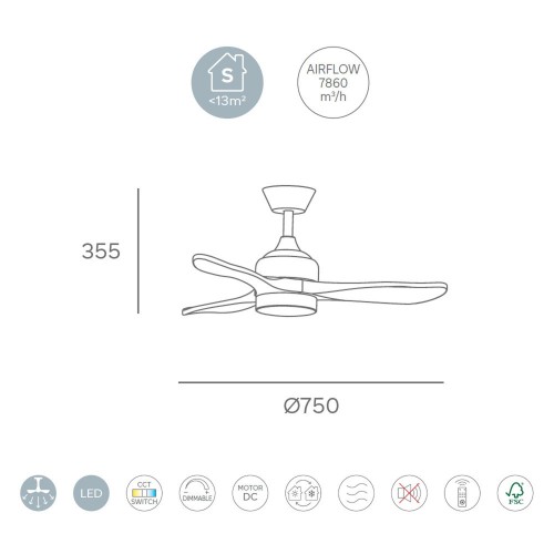 Leds C4 Ventilador de techo con luz Calar — imagen 3