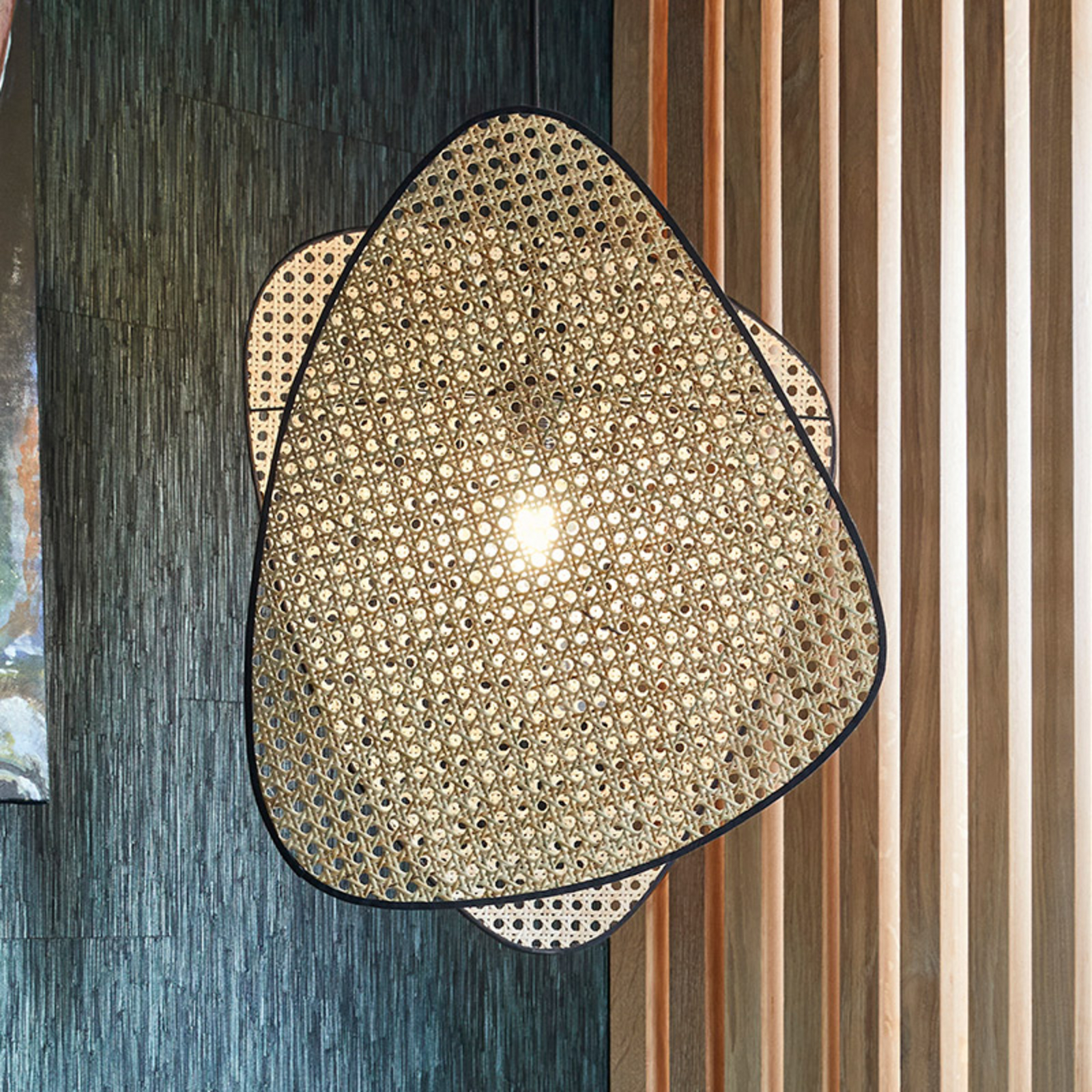 MARKET SET Lámpara colgante Screen S, 58 cm de altura, ratán