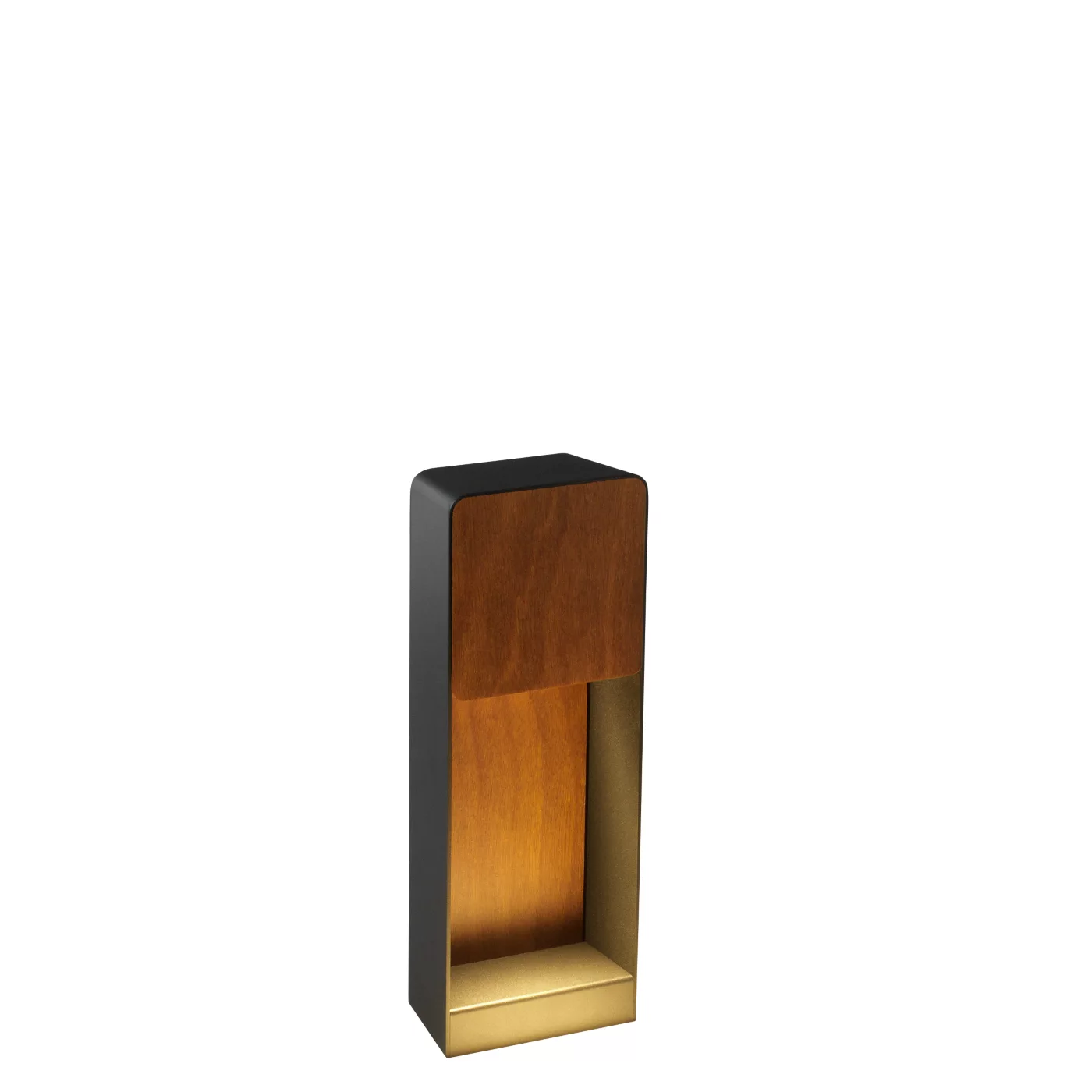 Marset Lab, luz de pedestal LED gris grafito/madera de iroko oscuro