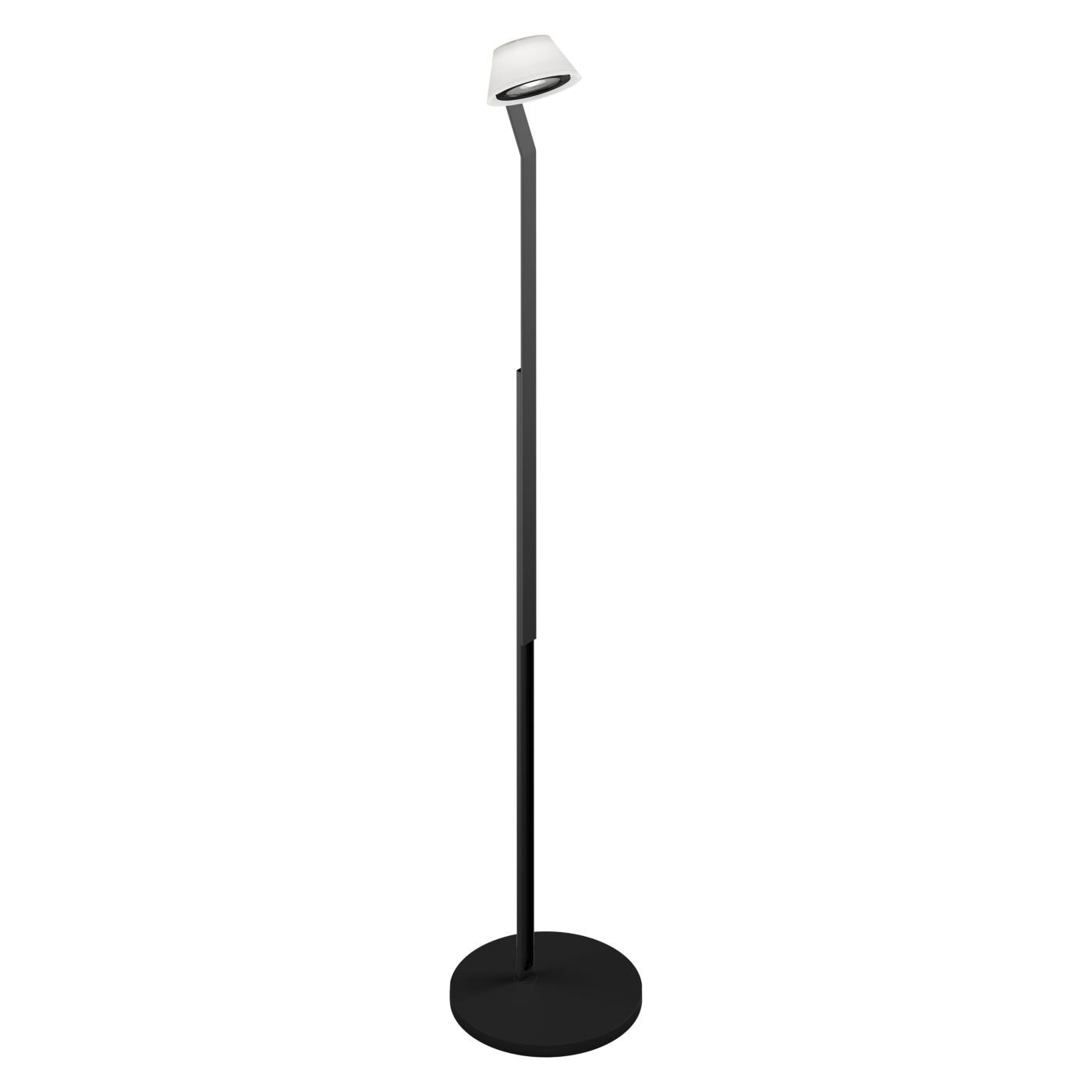 Occhio Lei lettura, lámpara de pie LED cubierta black phantom/cuerpo negro mate/pie negro mate - 3.000 K
