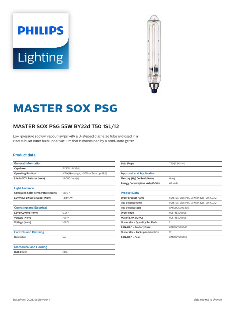 Philips Master Sox Psg – Lámpara