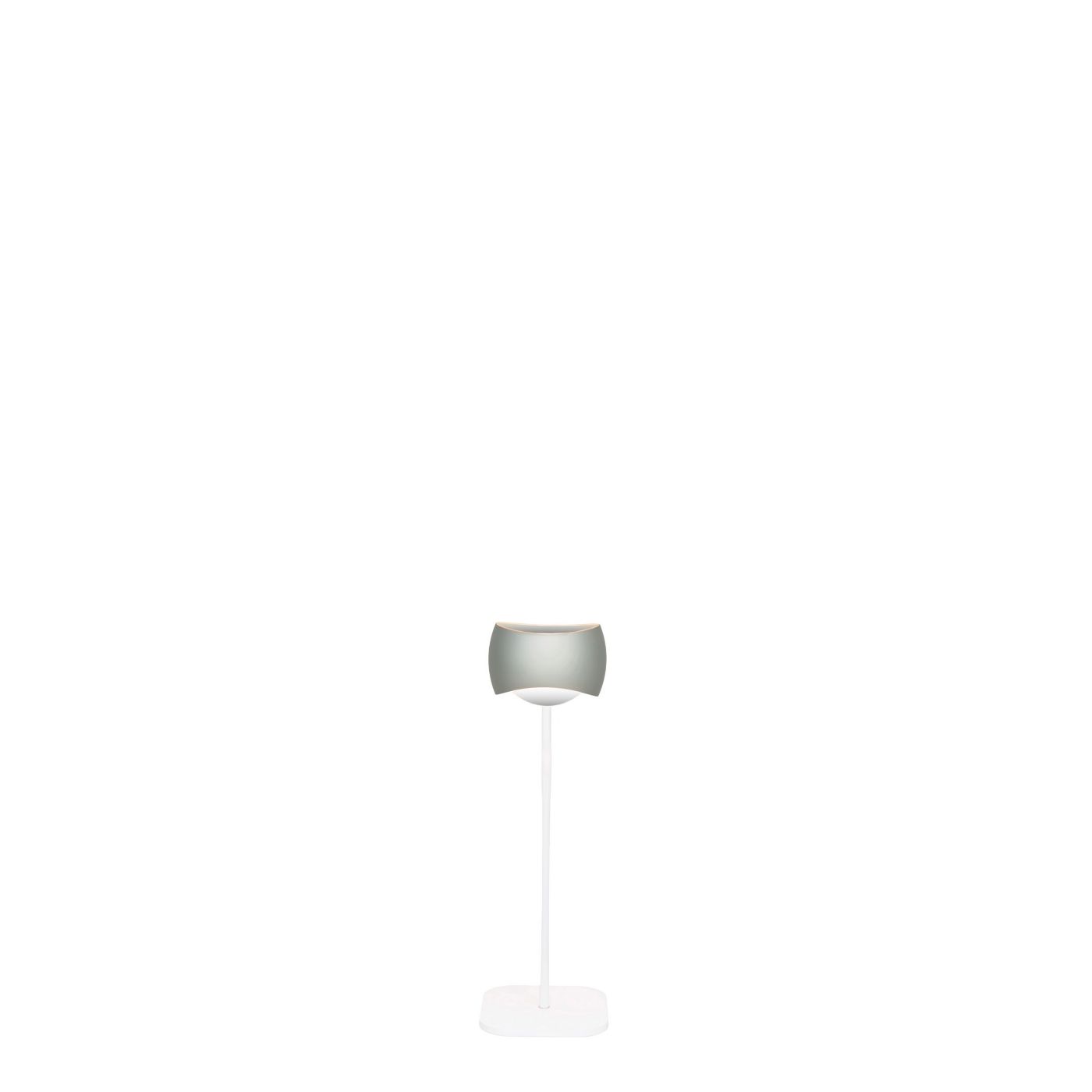 Oligo Curved, lámpara de sobremesa LED cabezal color crema/pie blanco mate