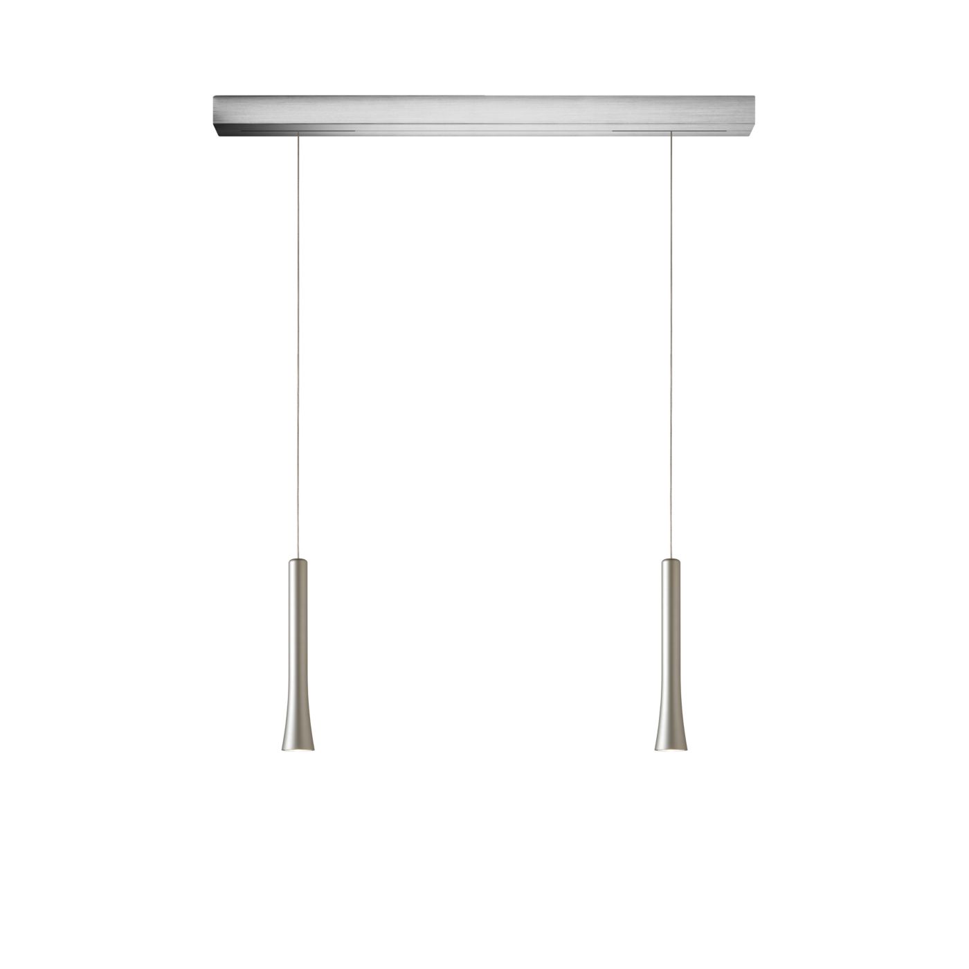 Oligo Rio, lámpara de suspensión 2 focos LED plata perla