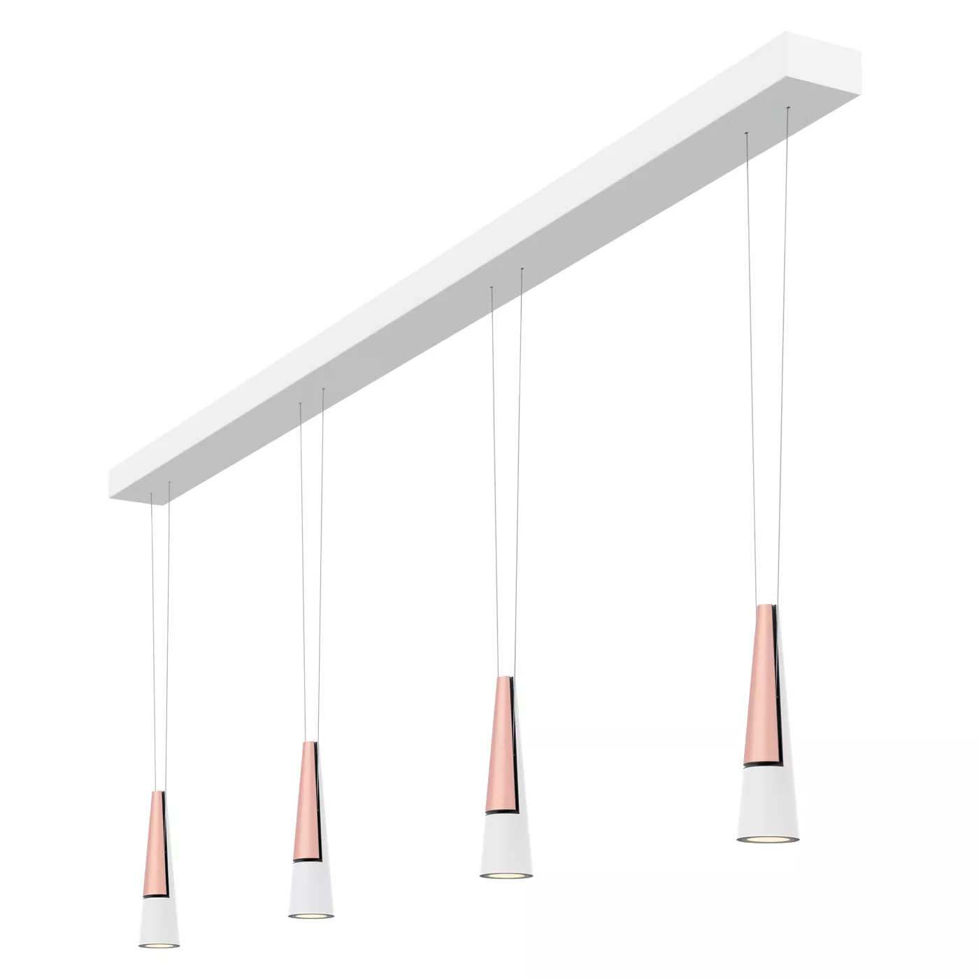 Oligo Slack-Line Cone, lámpara de suspensión LED 4 focos