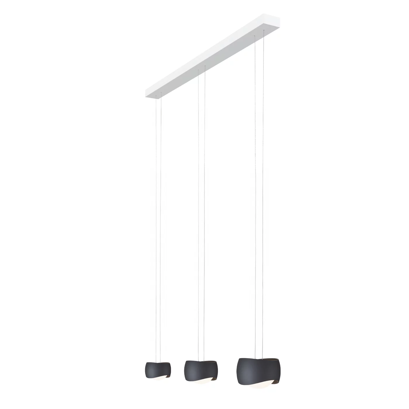 Oligo Slack-Line Curved, lámpara de suspensión LED 3 focos