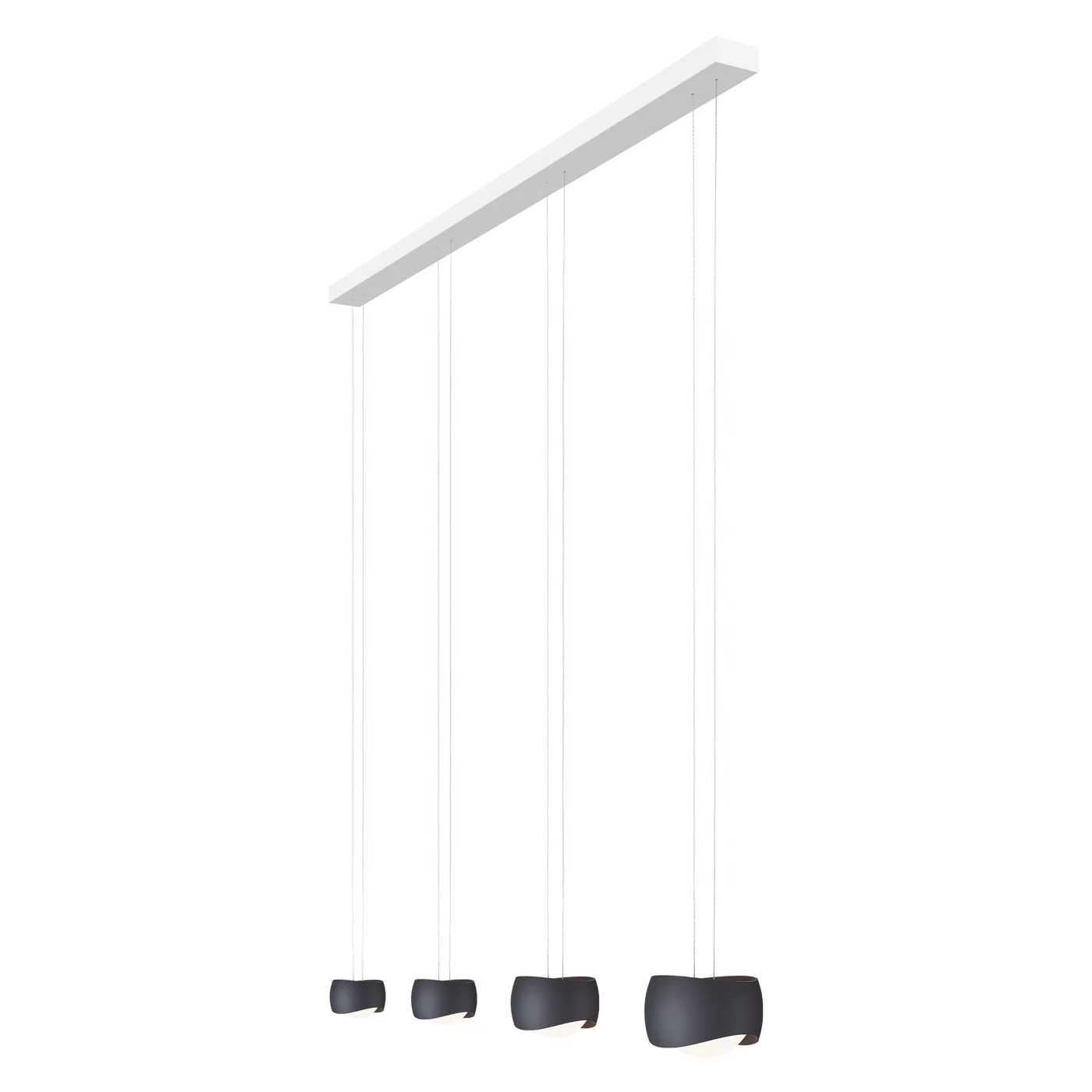 Oligo Slack-Line Curved, lámpara de suspensión LED 4 focos