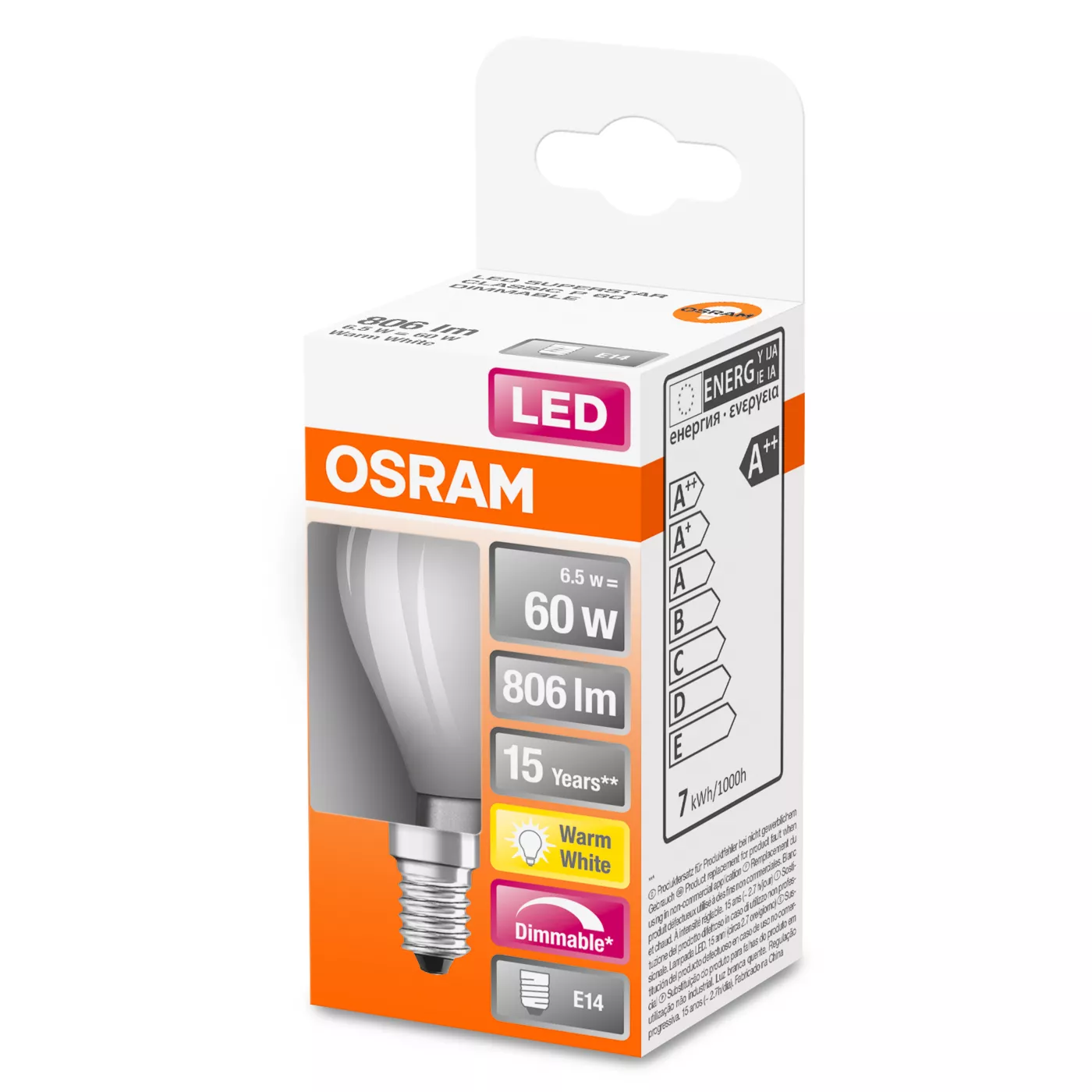 Osram D45-dim 6,5W/m 827, E14 Filament Led — imagen 3
