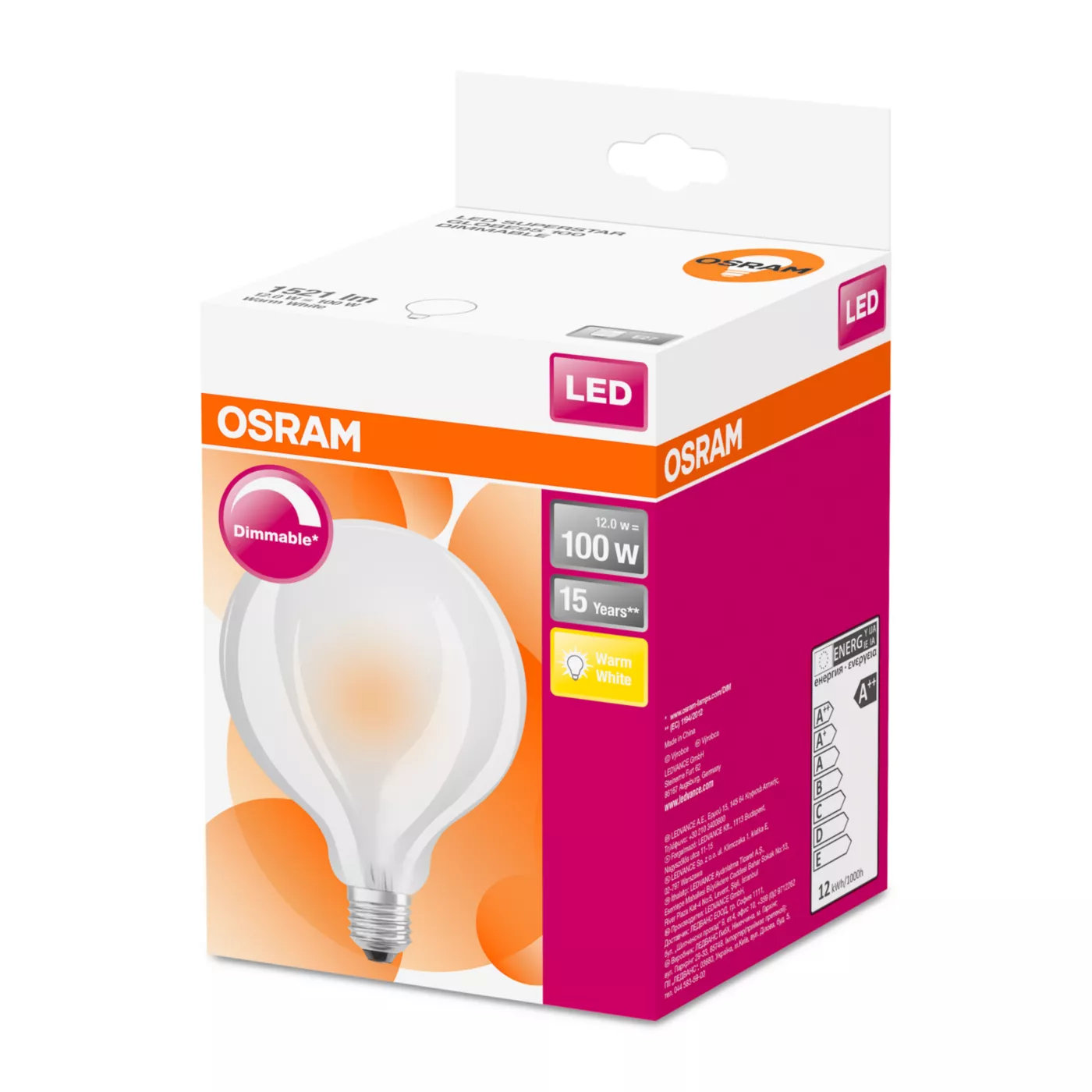 Osram G95 12W/m 827, E27 Filament Led — imagen 4