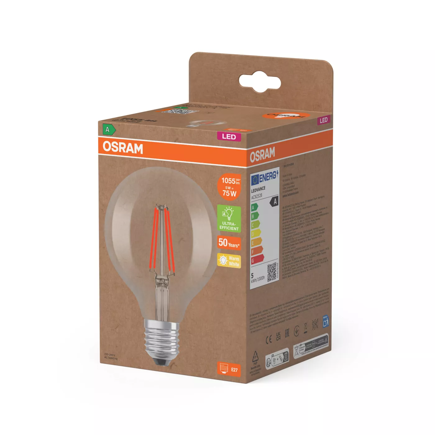 Osram G95 5W/c 827, E27 Filament Led — imagen 5