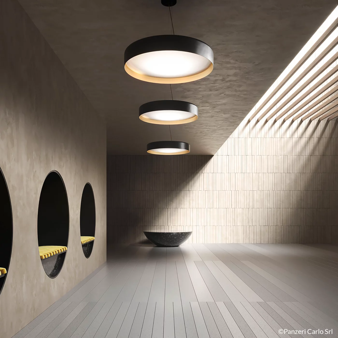 Panzeri Ginevra, negro/oro - 80 cm – Lámpara de suspensión led — imagen 4