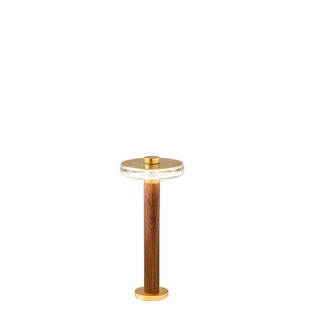 Panzeri Venexia Outdoor, luz de pedestal LED madera/latón