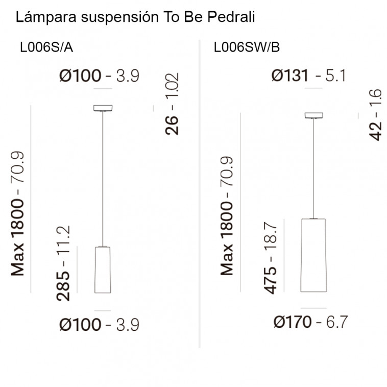 Lámpara suspensión To Be Pedrali