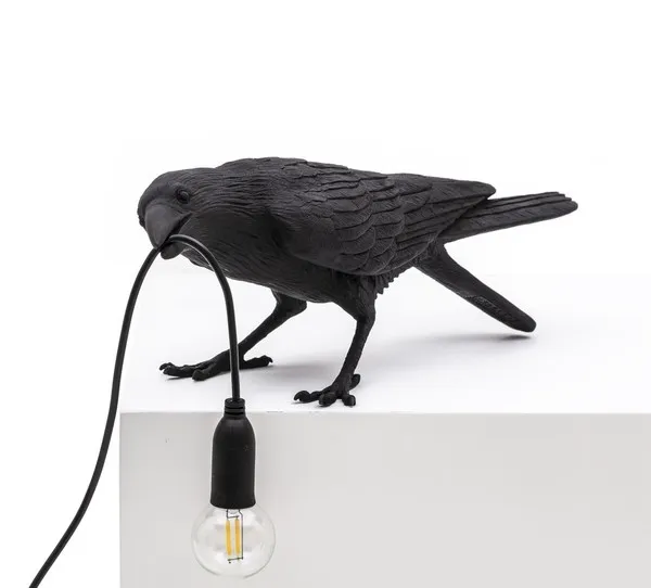 Seletti Bird Playing Negro – Lámpara de mesa — imagen 2