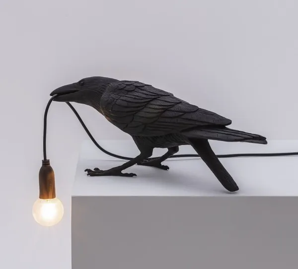 Seletti Bird Playing Negro – Lámpara de mesa — imagen 4