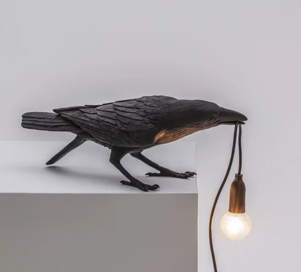 Seletti Bird Playing Negro – Lámpara de mesa — imagen 6