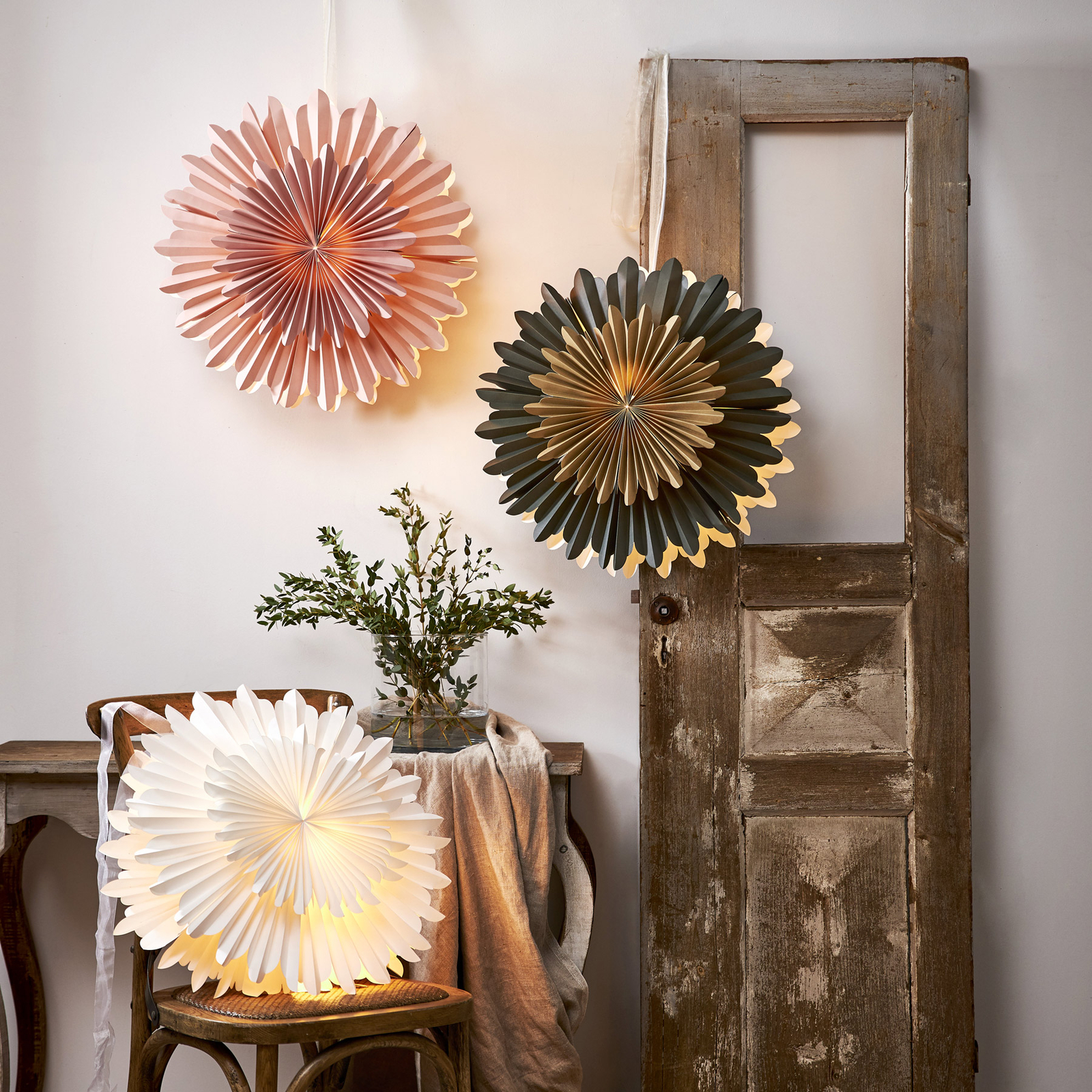 Estrella decorativa de papel cristal sin portalámpara