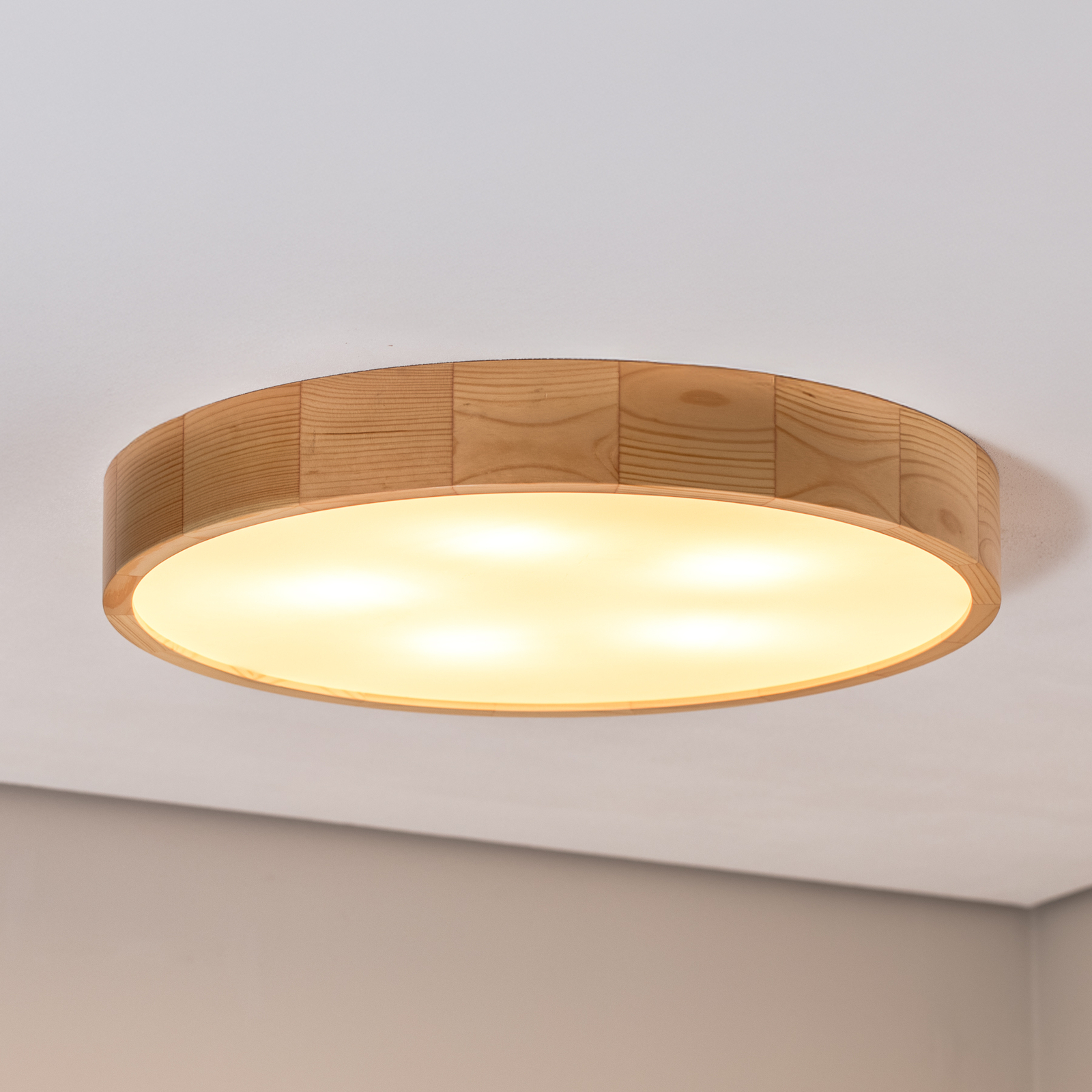 Plafón Cleo, madera de pino, E27