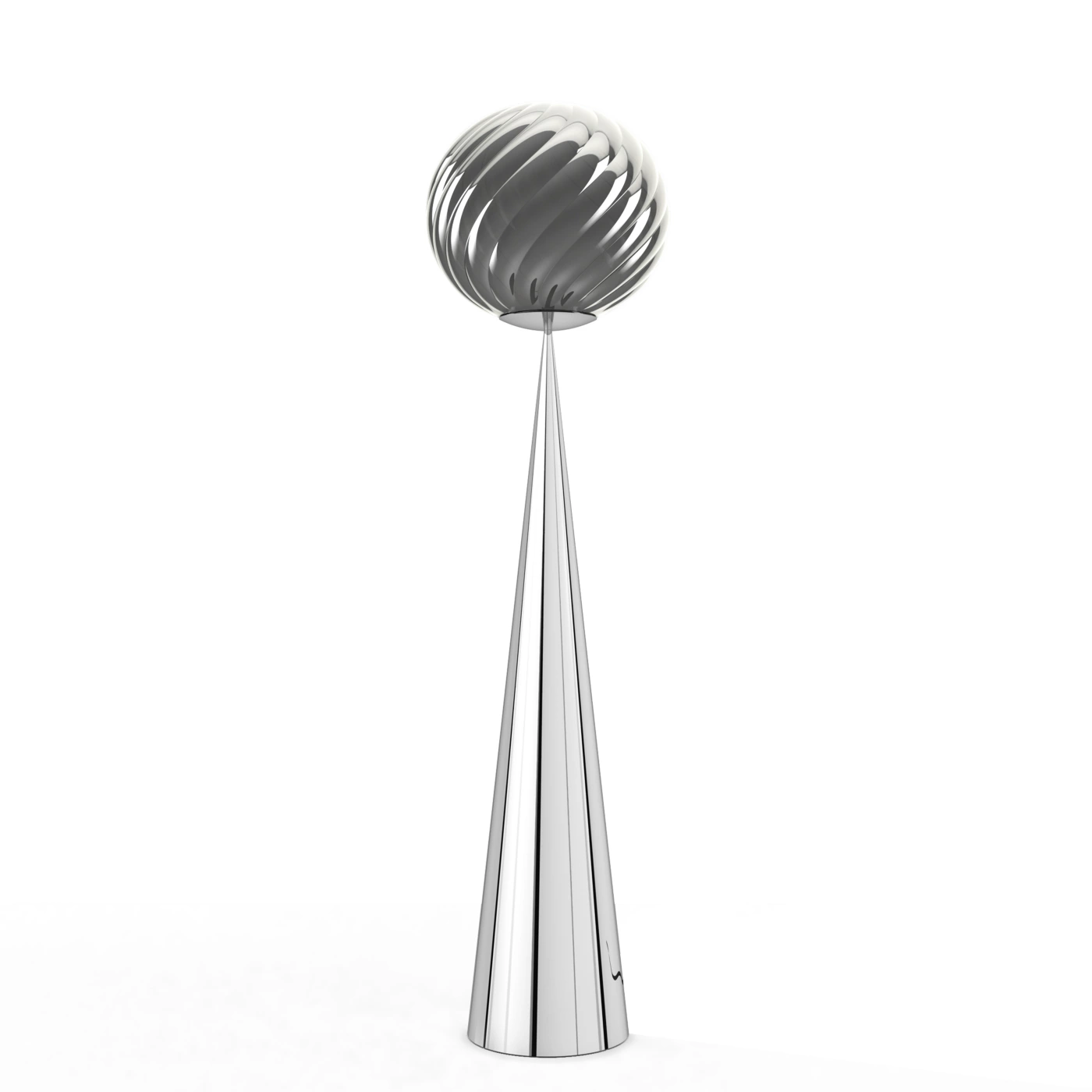 Tom Dixon Whirl Cone Fat, lámpara de pie LED plata/plata