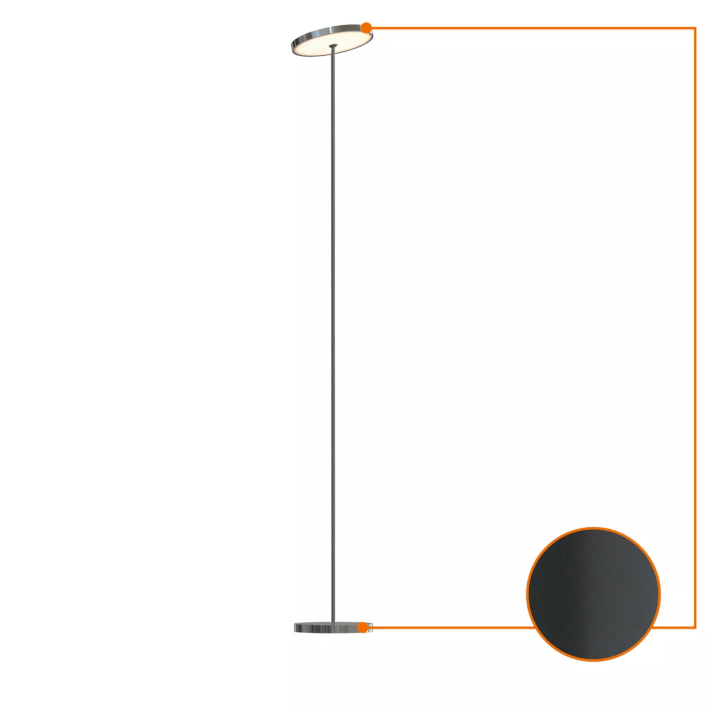 Top Light Sun, downlight antracita/cromo brillo - ø21 cm - 180 cm – Lámpara de pie led — imagen 4