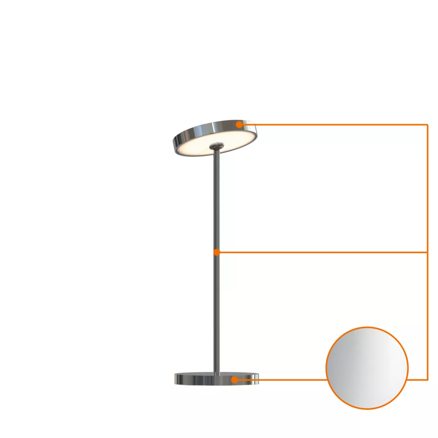 Top Light Sun Large, ø13 cm Led cromo mate – Lámpara de sobremesa — imagen 2