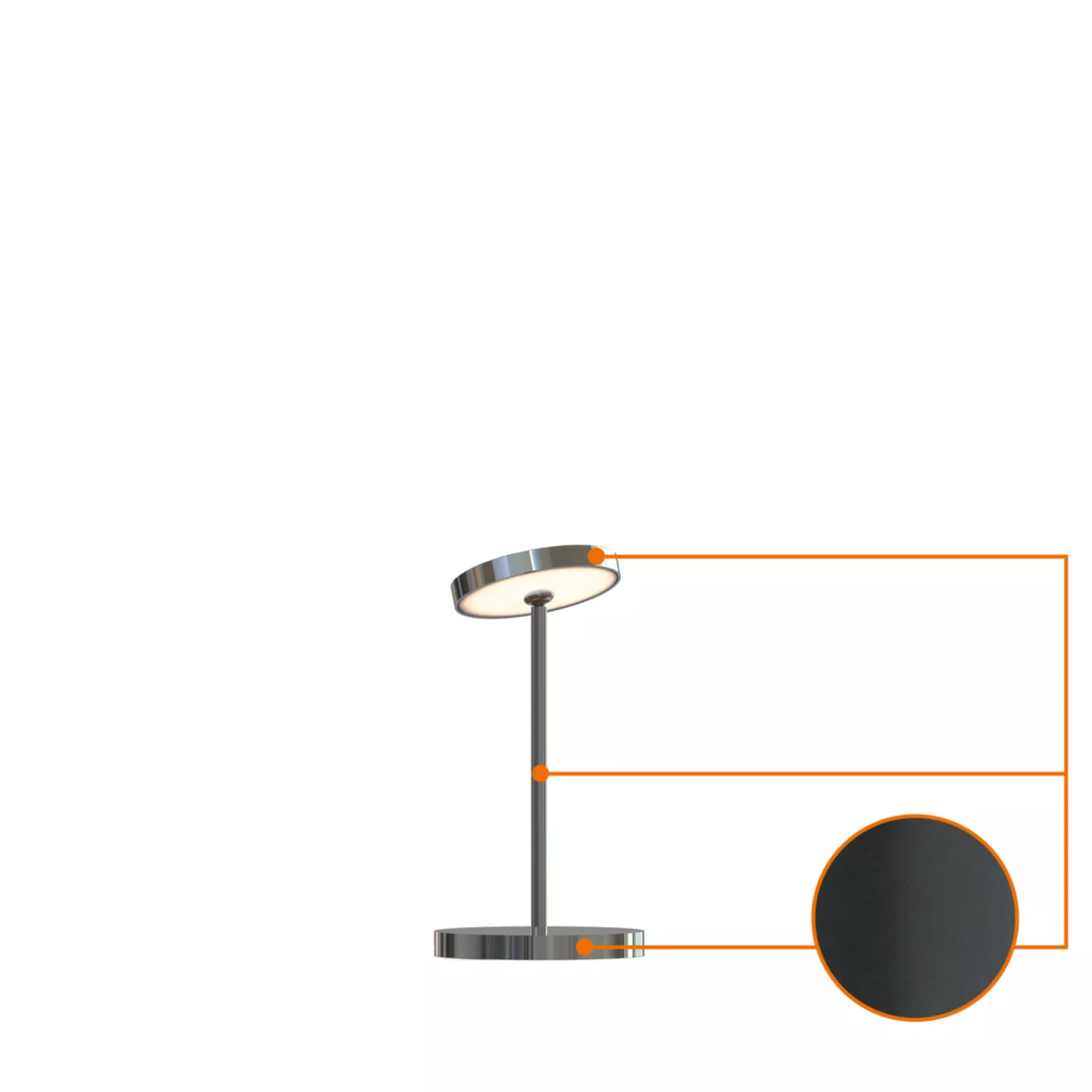 Top Light Sun Small, lámpara de sobremesa ø9 cm LED antracita/brazo cromo brillo